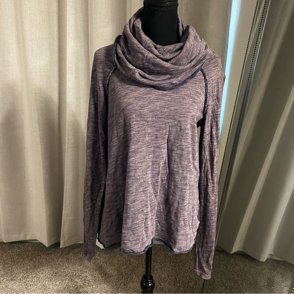 Free People Heathered Lavender Cowl Neck Pullover